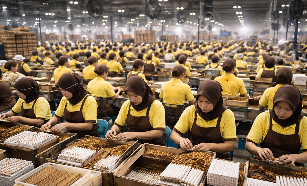 Ilustrasi pabrik rokok