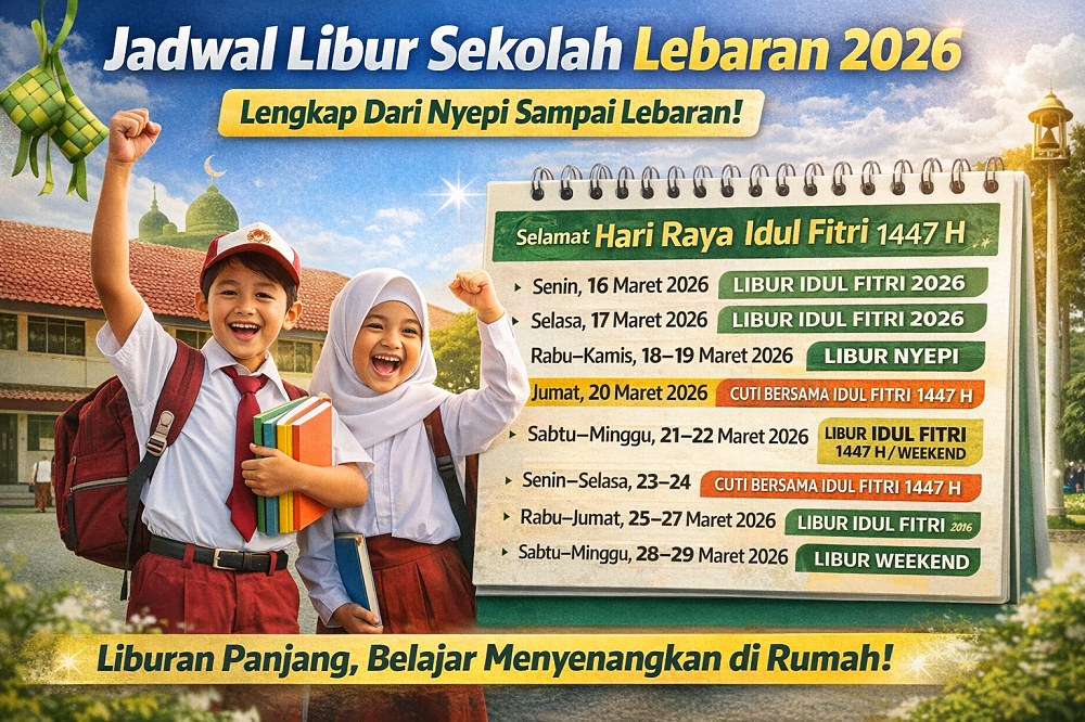 Jadwal lengkap libur sekolah pada lebaran 2026.