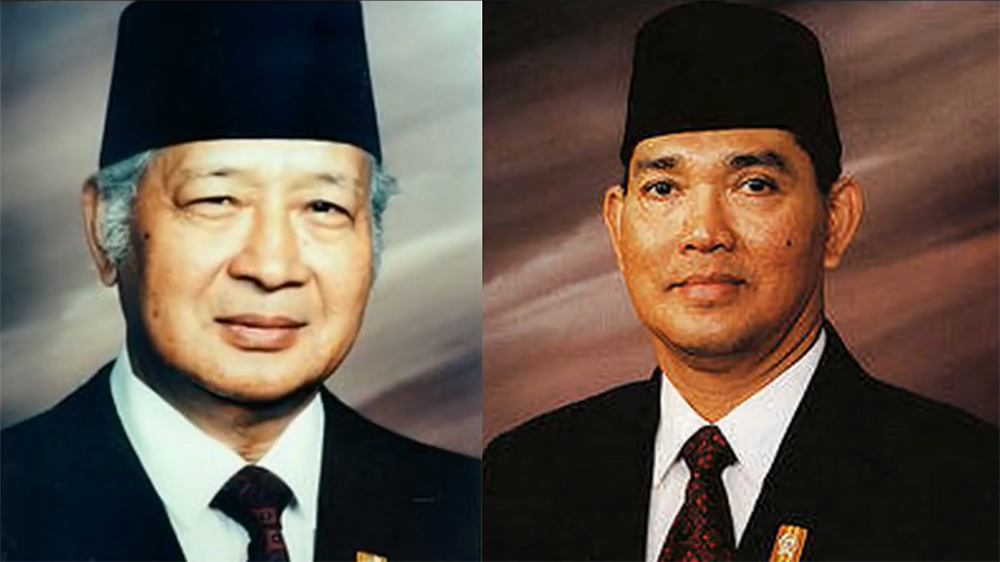 Soeharto dan Try Sutrisno saat menjabat Presiden dan Wakil Presiden periode 1988-1993
