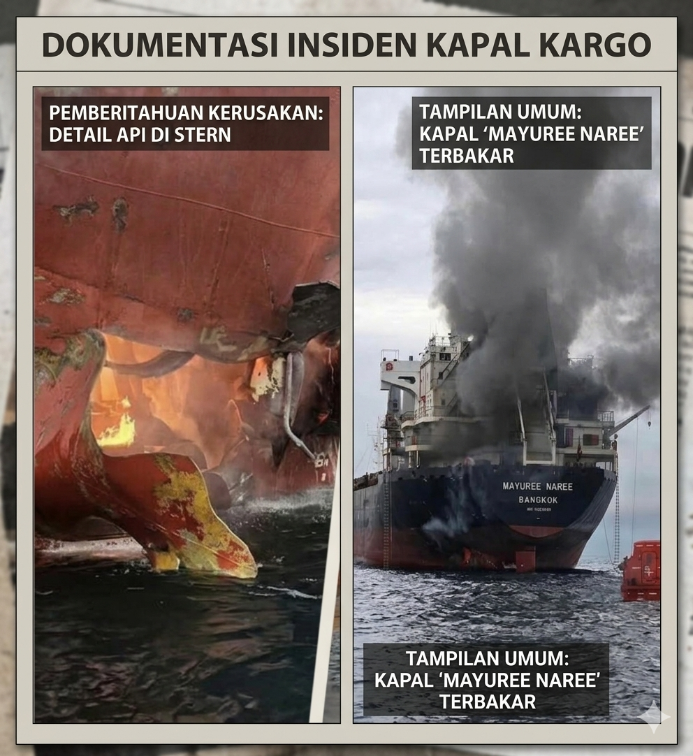 Kapal kargo Thailand menjadi sasaran serangan Iran di Selat Hormuz.