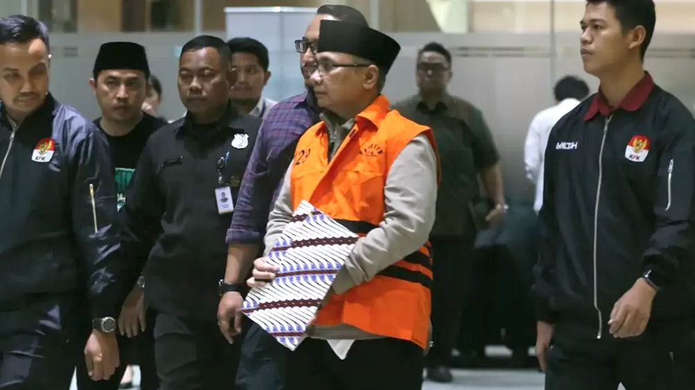 Tersangka kasus dugaan korupsi kuota haji dan penyelenggaraan ibadah haji Yaqut Cholil Qoumas ditahan usai menjalani pemeriksaan di Gedung Merah Putih KPK, Jakarta, Kamis (12/3/2026). 