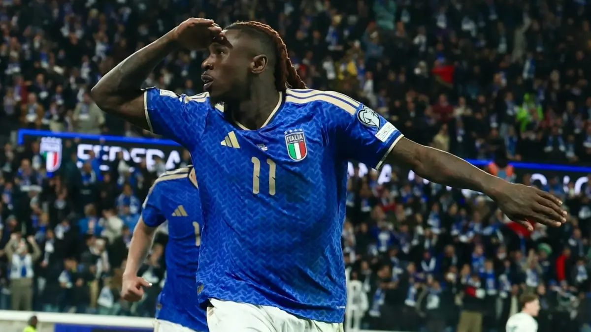 Aksi Moise Kean saat membela timnas Italia di Kualifikasi Piala Dunia 2026. (Instagram/azzurri)
