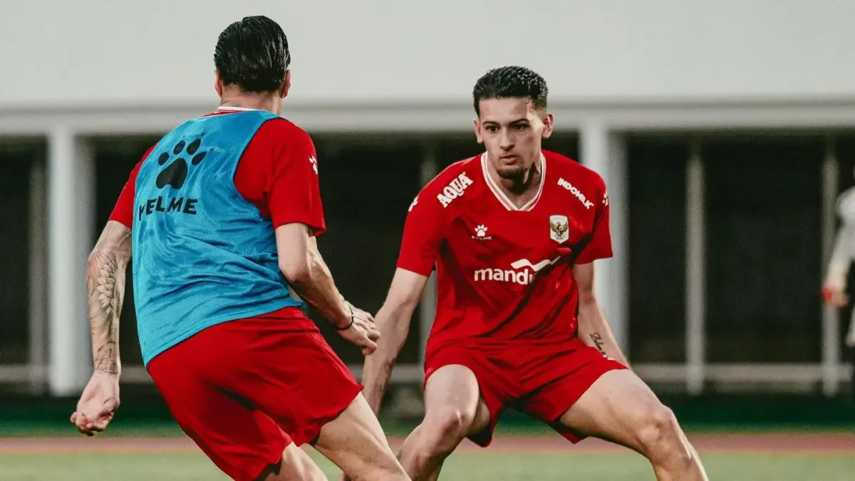 latihan Justin Hubner di timnas Indonesia jelang laga St Kitts ans Nevis di FIFA Series 2026. (Instagram/justinhubner5)