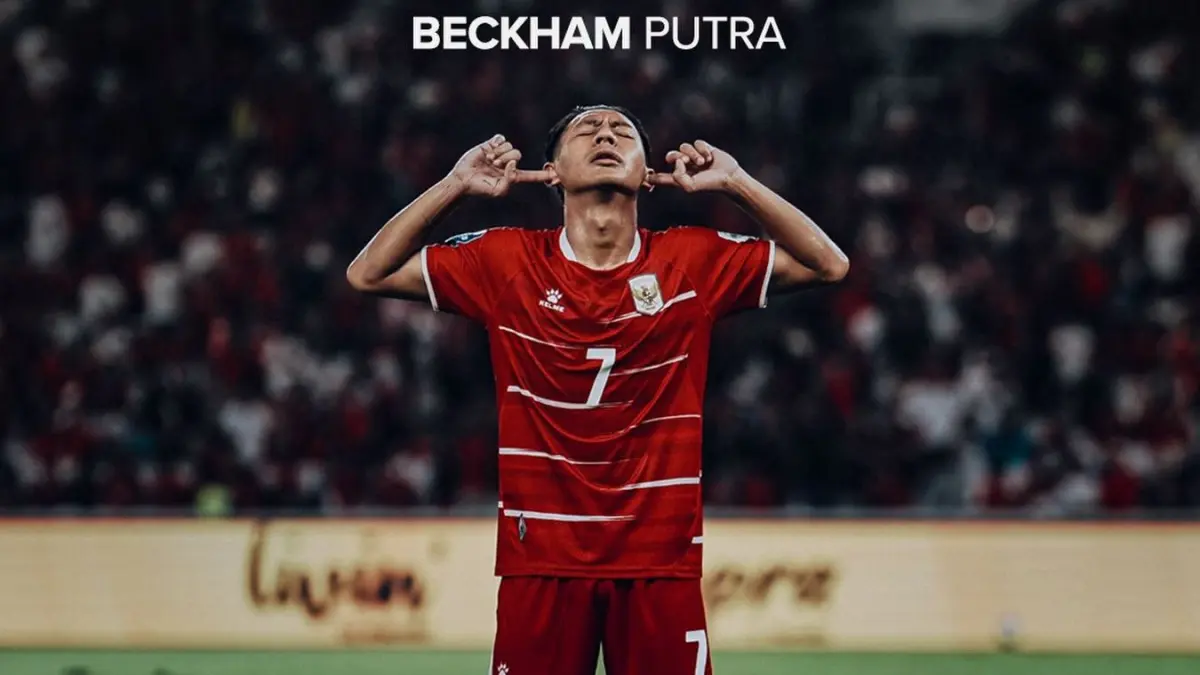 Selebrasi Beckham Putra usai cetak gol ke gawang St kitts and Nevis di FIFA Series 2026. (Instagram/timnasindonesia)
