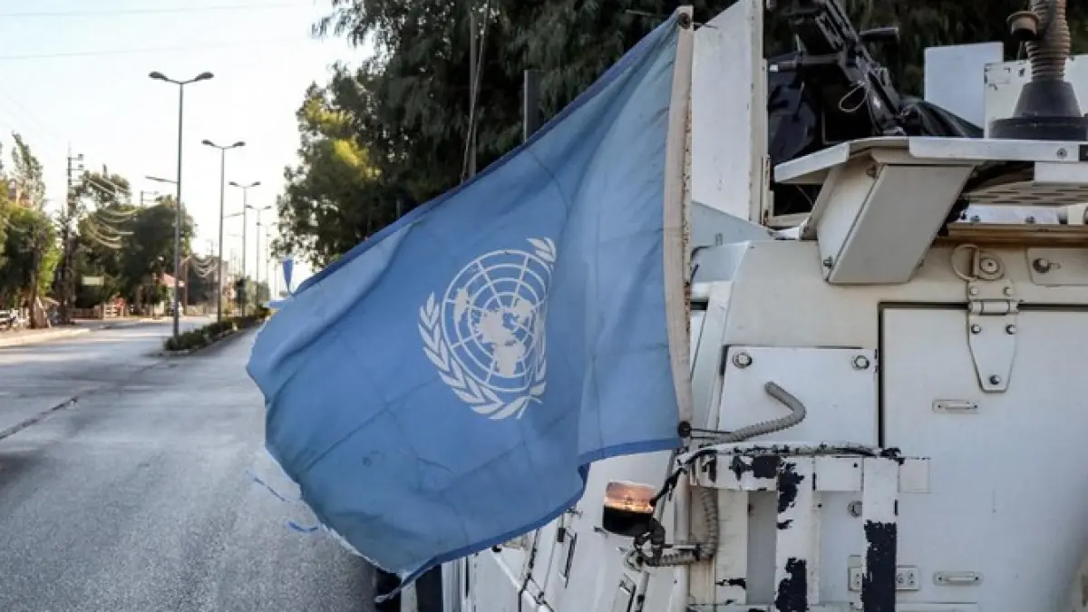 Bendera Pasukan Perdamaian PBB di Lebanon atau United Nations Interim Force in Lebanon (UNIFIL) / AFP Images