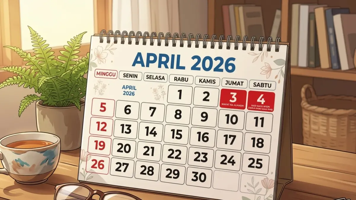 Ilustrasi kalender April 2026. (AI)