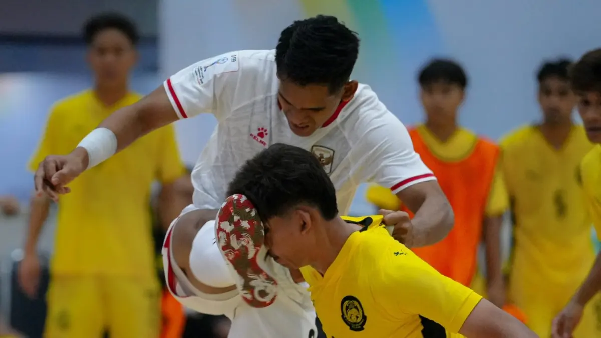Aksi timnas Futsal Indonesia saat melawan Malaysia di Piala AFF Futsal 2026. (Instagram/irwandikangga)