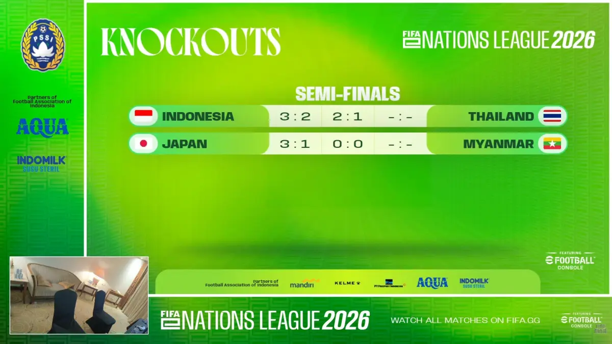 Timnas Indonesia berhasil melaju ke final FIFAe Nations League 2026 (eFootball Console) Week 1 usai kalahkan Thailand dengan agregat 5-3. (YouTube/Timnas Indonesia)