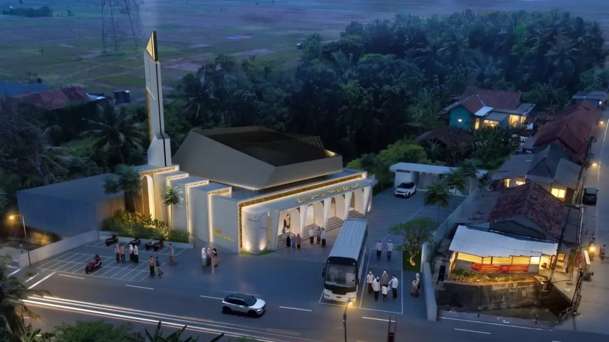 Design masjid yang dibangun bos rokok HS, Muhammad Suryo untuk mendiang istri yang meninggal dunia di Temon Kulonprogo. (Instagram/muhammad.surya.yk)
