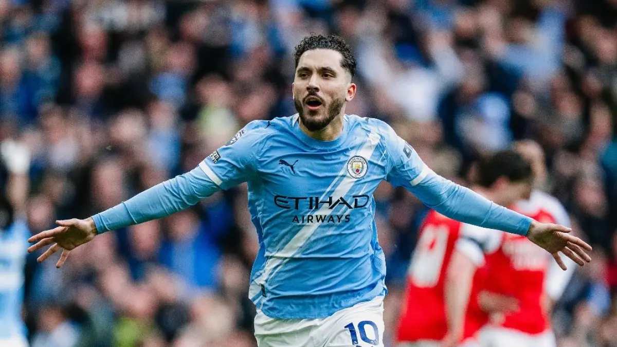 Selebrasi Cherki usai cetak gol ke gawang Arsenal. (Instagram/mancity)