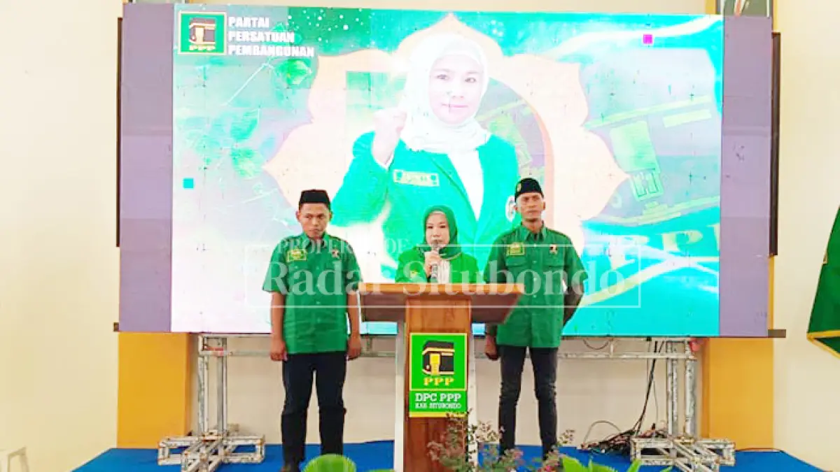 KALI KETIGA: Zeiniye terpilih kembali sebagai Ketua DPC PPP Situbondo 2025–2029 dalam Muscab ke-X di Aula Sidomuncul Pasir Putih, Kecamatan Bungatan, Kamis (30/4). (Ahmad Rifa