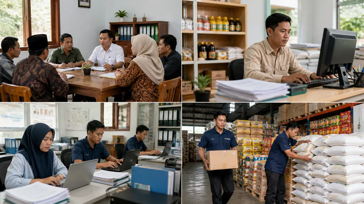 Ilustrasi pegawai Koperasi Desa Merah Putih. (FOTO: Kolase/ Radar Situbondo)