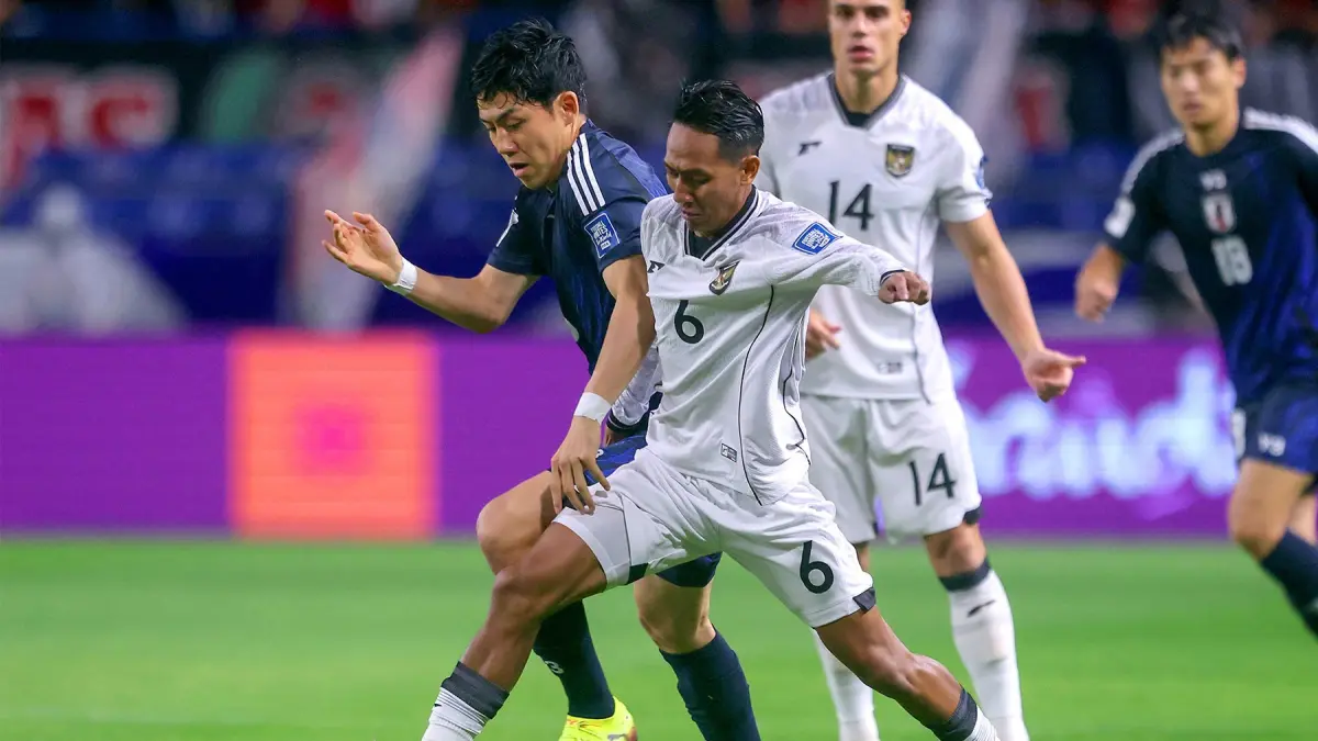 Timnas Indonesia saat bertemu Jepang di Kualifikasi Piala Dunia 2026. (Jawapos)