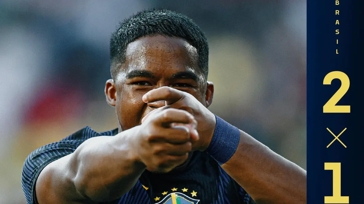 Selebrasi Endrick usai cetal gol ke gawang Mesir. (Instagram/brasil)