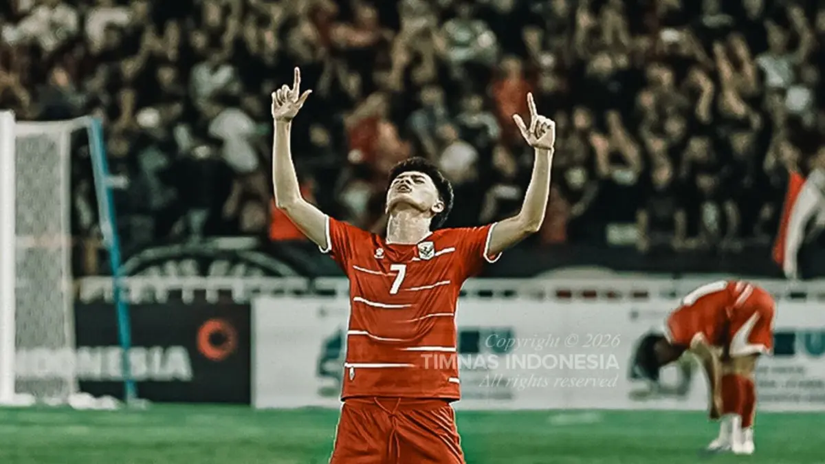 Selebrasi Reno Salampessy usai mencetak gol ke gawang Vietnam. (Instagram/timnasindonesia)