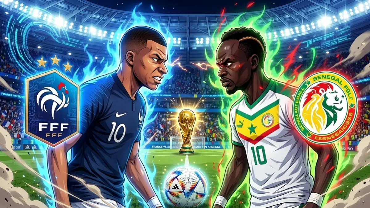 Ilustrasi preview laga seru Prancis vs Senegal di Piala Dunia 2026, menampilkan perbandingan head-to-head antara dua striker andalan masing-masing tim. Cek analisis lengkapnya. (FOTO: Ilustrasi/ Jawa Pos Radar Situbondo)