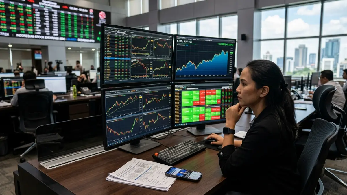 Ilustrasi analisis pergerakan saham hari ini secara live, menampilkan grafik dan data terkini di bursa. Pantau perbandingannya sebelum mengambil keputusan investasi. (FOTO: Ilustrasi/ Radar Situbondo)