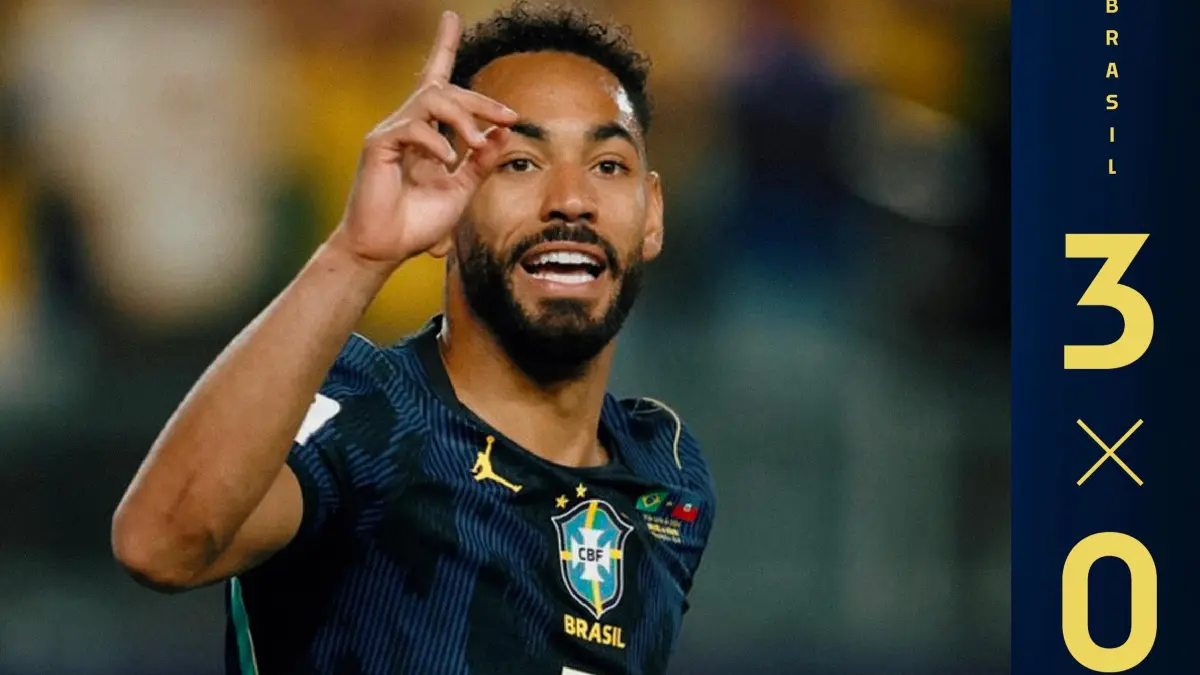 Matheus Cunha usai mencetak gol ke gawang Haiti di Piala Dunia 2026. (Instagram/brasil)