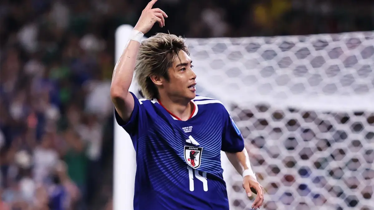 Selebrasi Junya Ito usai mencetak gol untuk Jepang atas Tunisia di Piala Dunia 2026. (Instagram/japanfootballassociation)