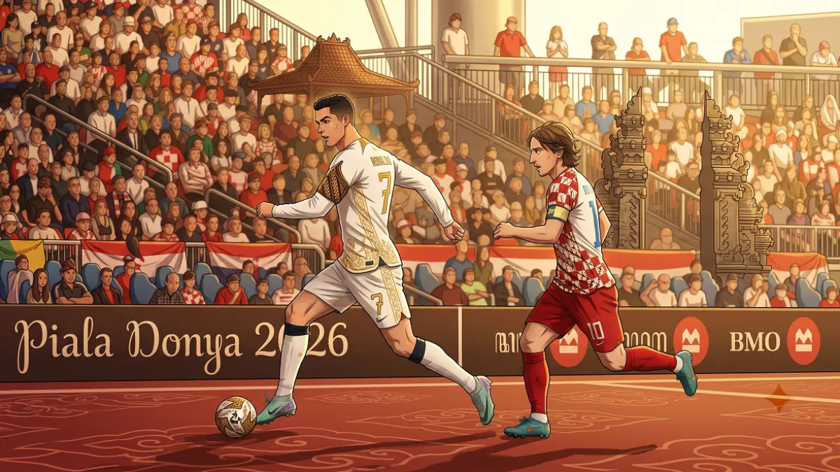 Prediksi Portugal vs Kroasia Piala Dunia 2026. (FOTO: Ilustrasi/ Radar Situbondo by AI)