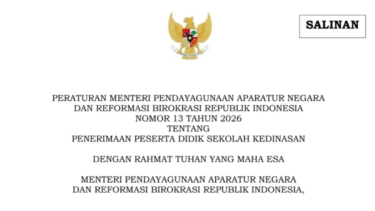 Pembahasan lengkap Peraturan MenpanRB Nomor 13 Tahun 2026 tentang Sekolah Kedinasan.