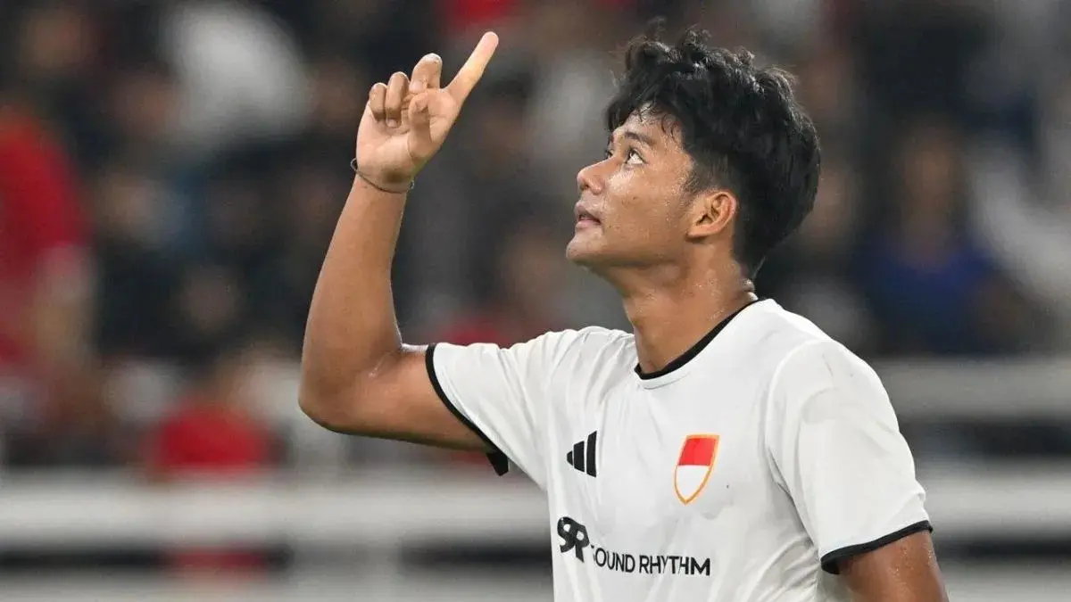 Selebrasi Arkhan Kaka usai mencetak gol ke gawang Aston Villa. (Antara)