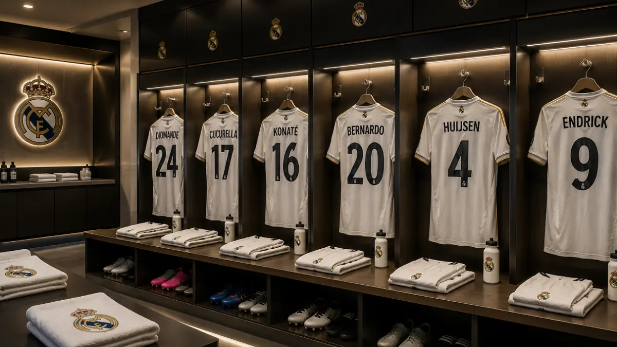Ilustrasi kamar ganti Real Madrid. 