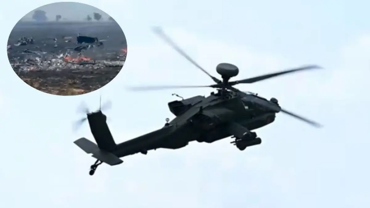 TANGKAPAN LAYAR : Helikopter tempur AH-64 Apache milik militer AS jatuh di Salado, Texas.(Youtube:@ABCNews)
