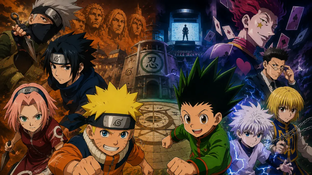 Kolase anime Naruto dan Hunter X Hunter. 