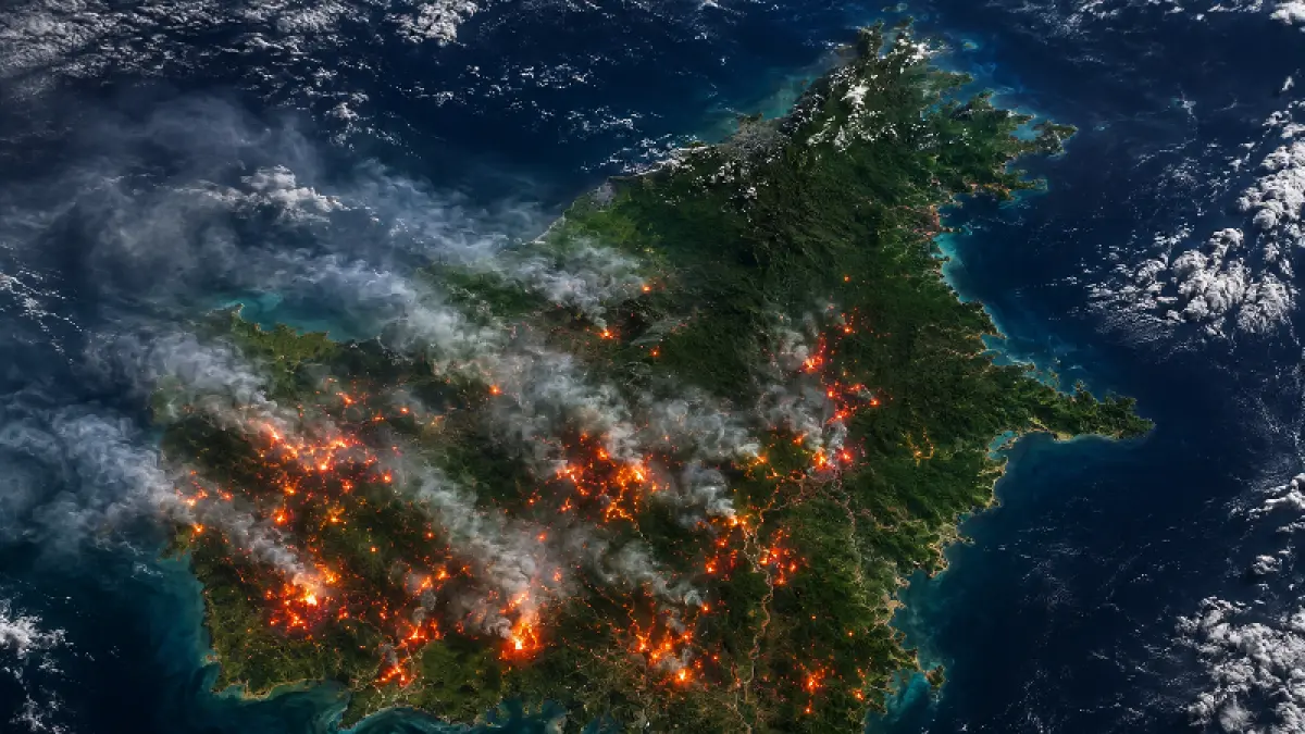 Ilustrasi : Karhutla Kalimantan kembali mengganas puluhan ribu hektare lahan terbakar.(AI)