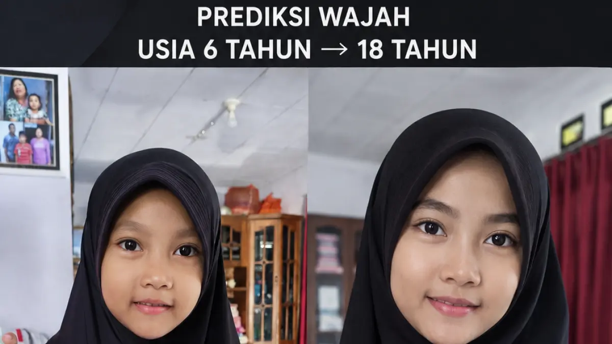 Promt AI untuk mengubah wajah anak menjadi dewasa. (FOTO: Radar Situbondo)