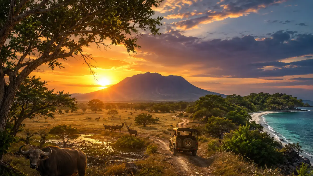 Ilustrasi : Julukan Africa van Java berkaitan dengan Taman Nasional Baluran, savana luas, dan satwa liar yang hidup di dalamnya.(Foto:AI)