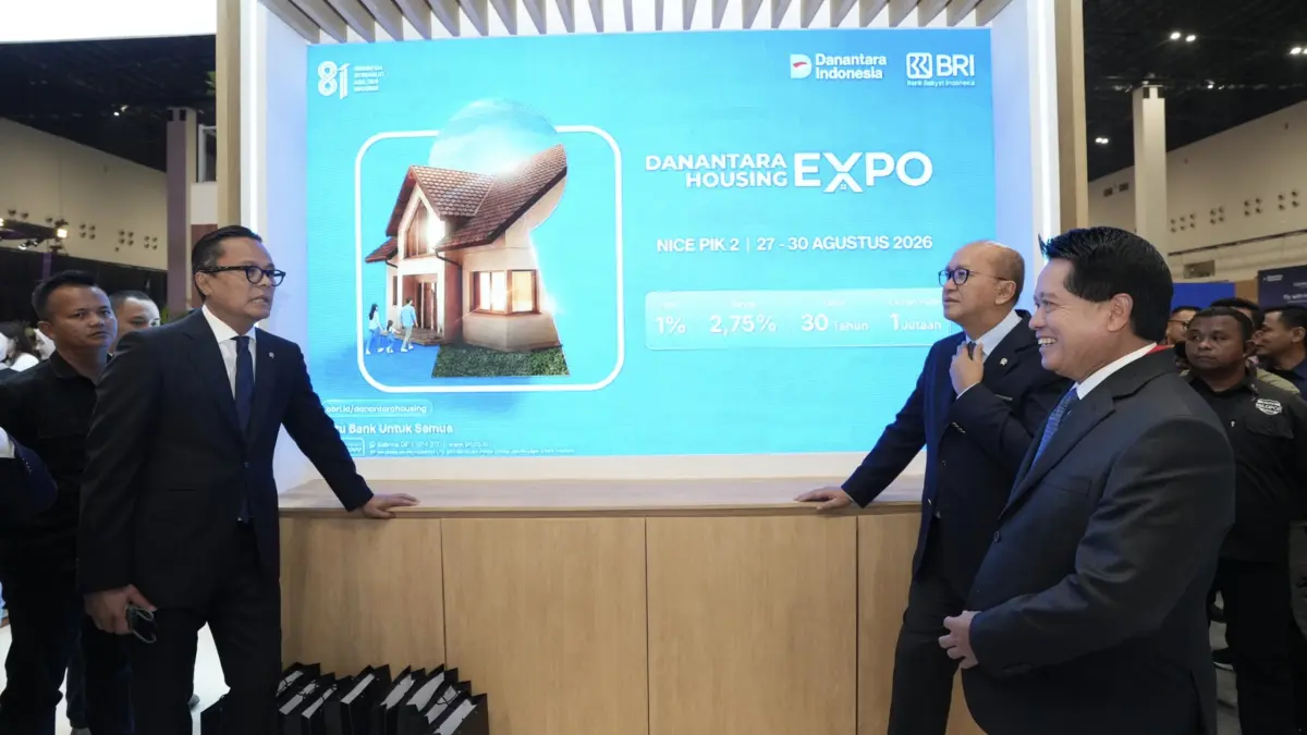 Pembukaan Danantara Housing Expo 2026 di NICE, PIK 2, Kabupaten Tangerang, Kamis (27/8/2026). Pameran menghadirkan sedikitnya 100 ribu hunian dari lebih dari 100 pengembang hingga 30 Agustus 2026. (BRI)