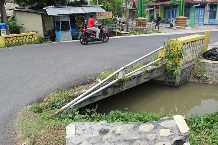AMBRUK: Kondisi sayap jembatan di Dusun Balongsari, Desa Ploso Kecamatan Ploso tampak ambruk, Jumat (19/1).