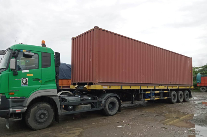 DIAMANKAN: Truk kontainer nopol B 9598 PEI diamankan di Mako Satlantas Polres Jombang.