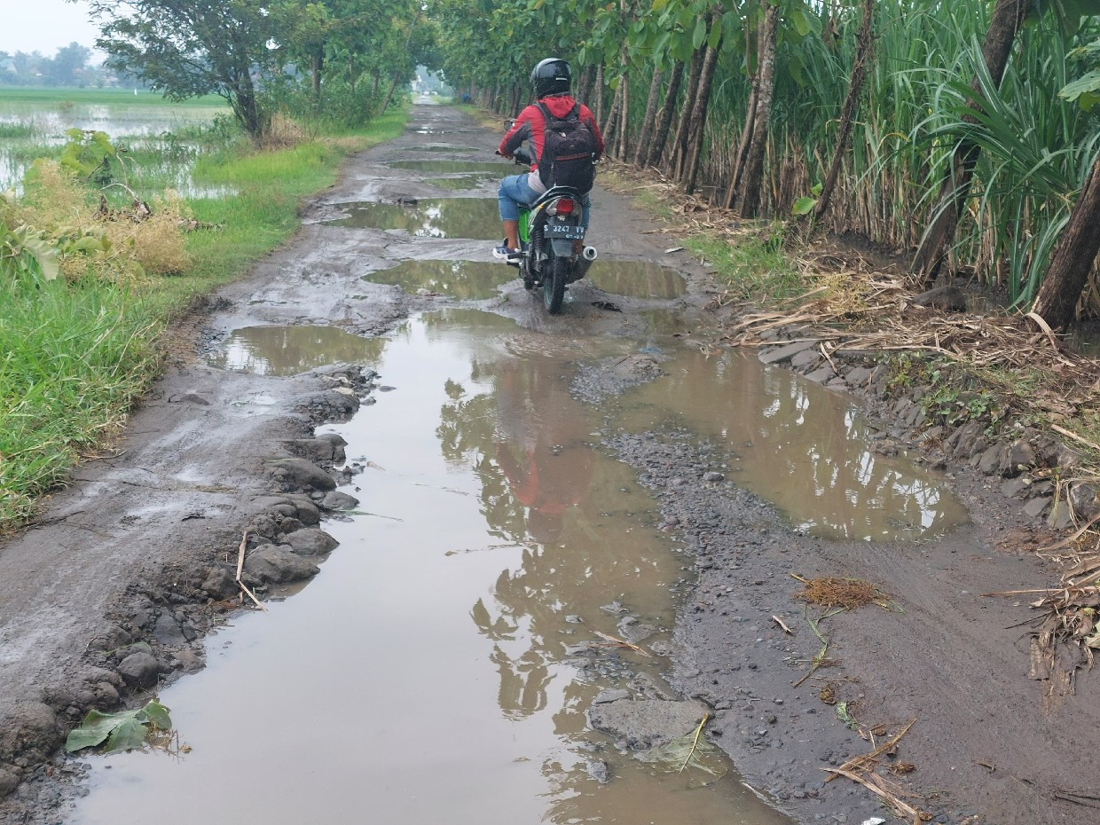 PARAH: Jalan rusak di Desa Gedongombo Kecamatan Ploso, Kamis (9/2).