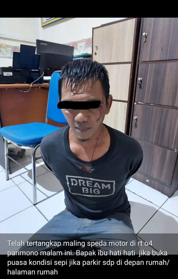 BABAK BELUR: Maling di Dusun Parimono, Desa Plandi, Kecamatan Jombang tertangkap basah mencuri sepeda motor.