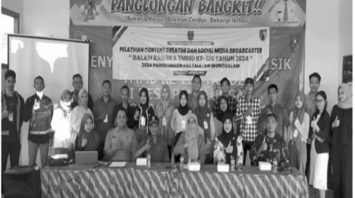 INOVATIF: Tim Disnaker bersama perangkat desa, narasumber dan peserta pelatihan content creator dan social media broadcaster di Desa Panglungan Kecamatan Wonosalam (28-30/5).