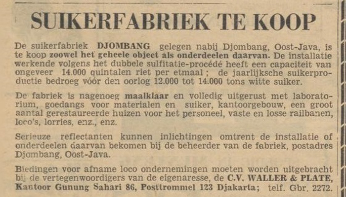 MAALFEST 1955: Pemberitaan musim buka giling PG Djombang Baru.