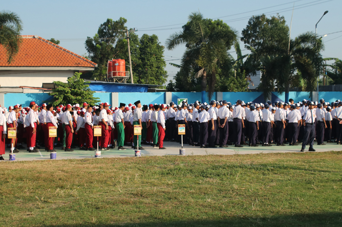 DISIPLIN: Masa pengenalan lingkungan sekolah (MPLS) SMPN 2 Ngoro, Jombang jadi pengalaman yang berharga bagi peserta didik baru.