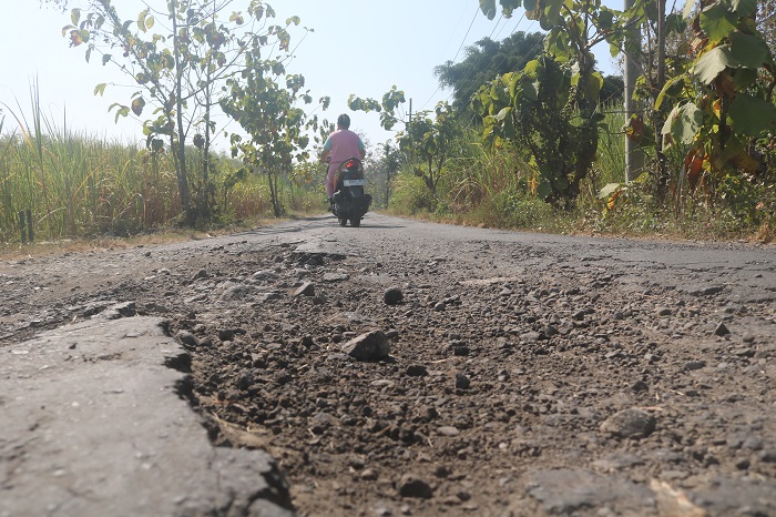 BUTUH PERBAIKAN: Kondisi jalan di Desa Kepuhdoko, Kecamatan Tembelang, (16/7).