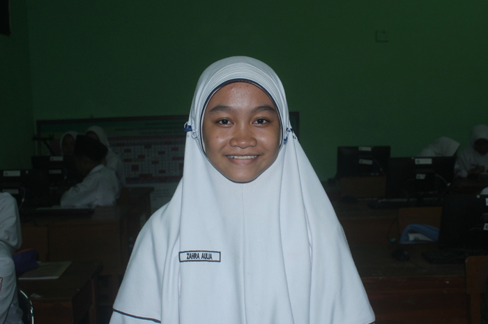 Zahra Aulia, kelas 8-A MTsN 15 di Keras, Diwek, Jombang