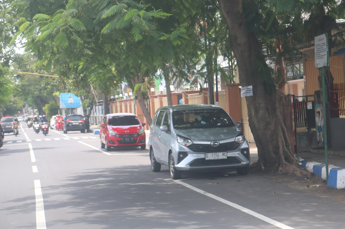 BARU: Kawasan Jl Bupati RAA Soeroadiningrat menjadi salah satu zona parkir tepi jalan umum di Jombang.