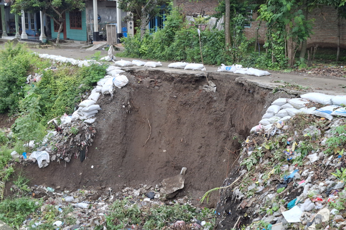 Tanggul jebol akibat diterjang banjir  juga terjadi di Dusun/Desa Mayangan, Kecamatan Jogoroto, Jombang.