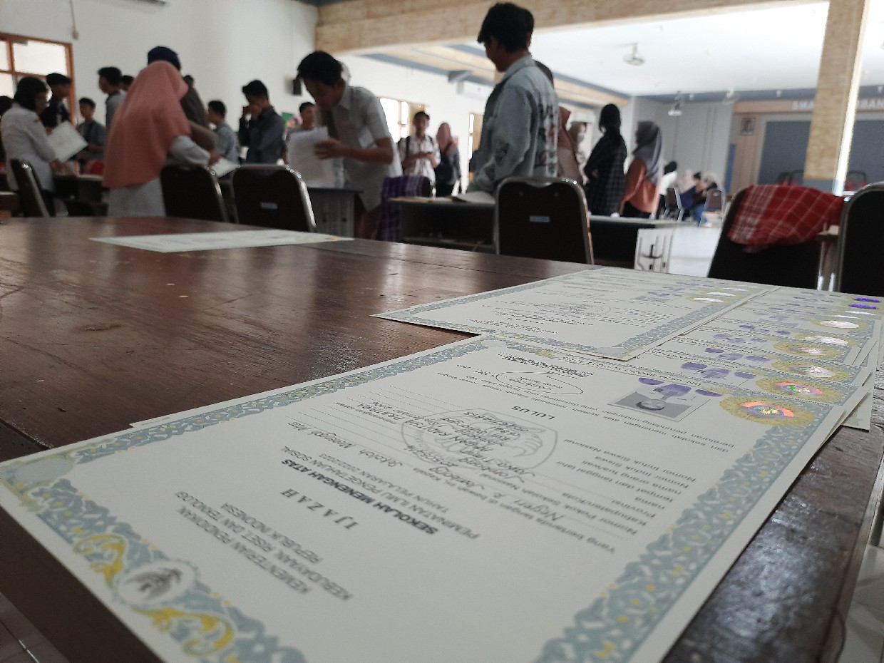TERTIB: Aktivitas cap tiga jari siswa di SMAN 2 Jombang.