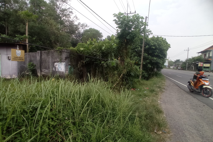 DIBANGUN TUGU: Aset pemkab di pinggir jalan nasional Desa Gondangmanis, Kecamatan Bandarkedungmulyo, Jombang rencananya dibangun tugu.