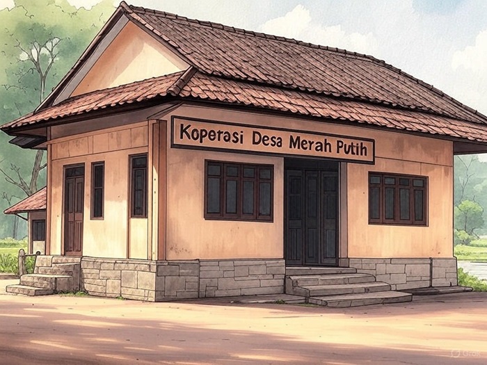Ilustrasi koperasi desa (kopdes) merah putih.