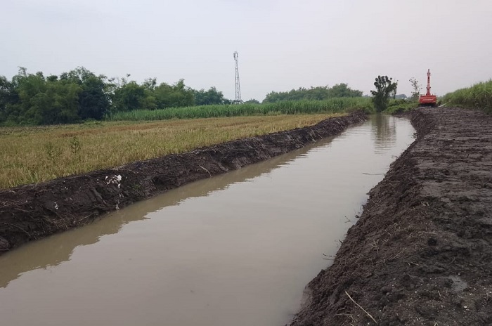 DIKERUK: Saluran pembuang atau Afvoer Gotan di Kecamatan Ploso, Jombang dinormalisasi.