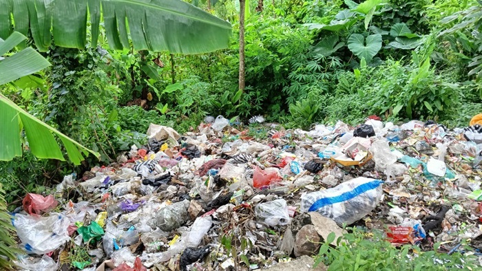 TIDAK SEDAP: Sampah berserakan di hutan Dusun Notorejo, Desa Wonosalam, Kecamatan Wonosalam, Jombang, Jumat (25/4)