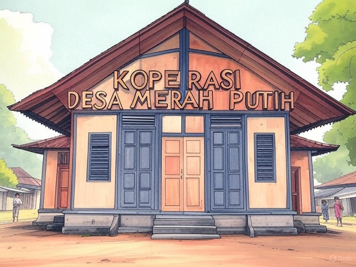 Ilustrasi koperasi desa (kopdes) merah putih.